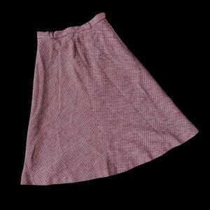 Vintage Skirt Wool Blend Size 10 Red Navy Blue Evan Picone USA 1970s Union Made